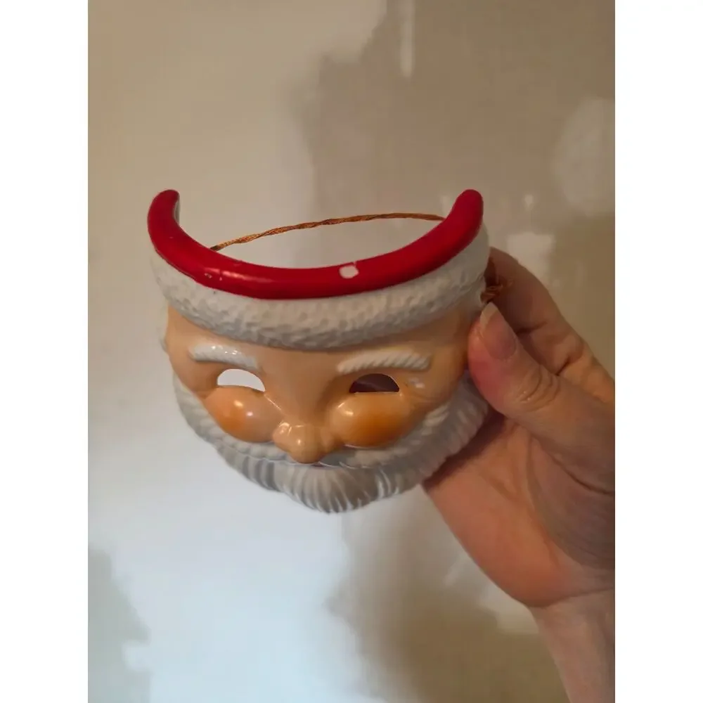 Vintage Silvestri Santa Claus Christmas Ornament Face Mask Ceramic Wall Hanging